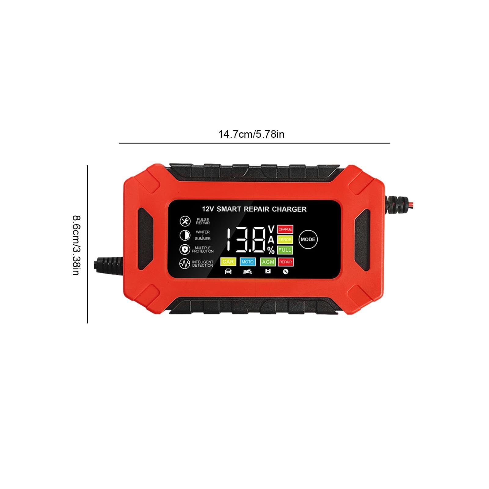 Caricabatterie intelligente da 12 V - 6 A completamente automatico gestore della batteria con compensazione della temperatura | Caricatore a goccia per moto, auto, tosaerba, barca |