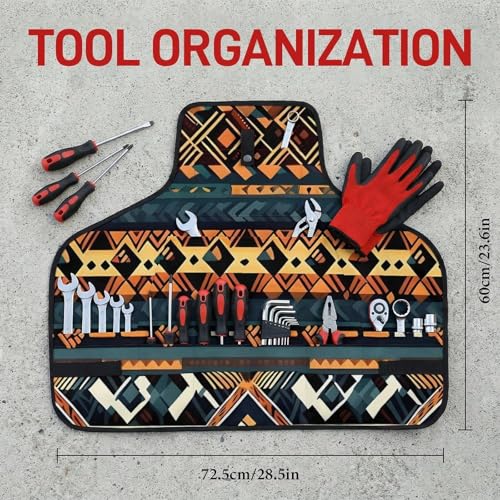Delantal étnico tribal africano con 8 bolsillos, ajuste cruzado miniatura 2