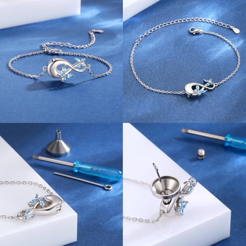 Sterling Silver Infinity Urn Bracelet for Ashes - S925 Teardrop Cubic Zirconia Cremation Keepsake Jewelry Gift for Women Loss Loved One2