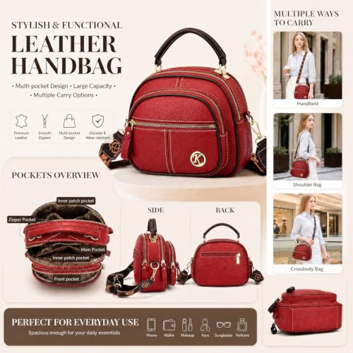 Bolso bandolera vintage de cuero para mujer pequeño miniatura 4