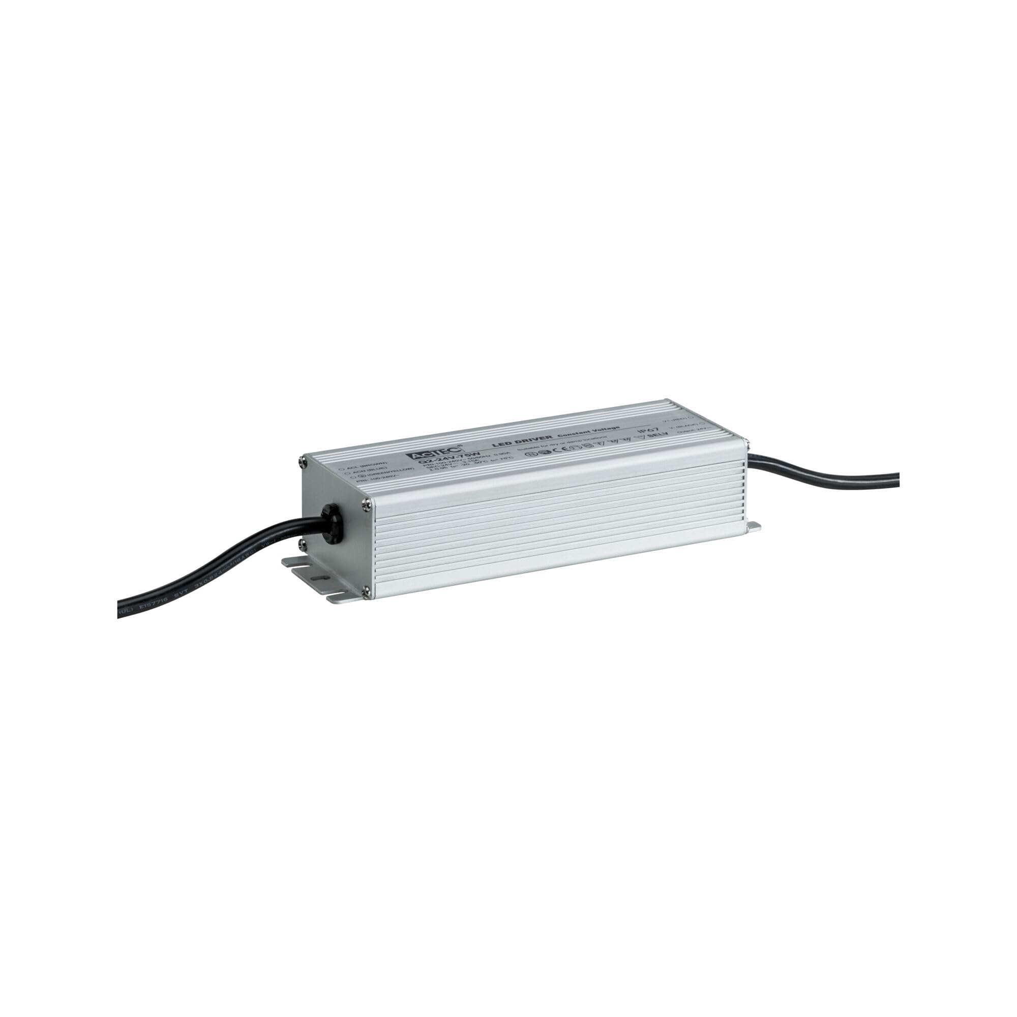 Paulmann 98849 Fuente de alimentación exterior Plug & Shine IP44 230/24 V CC 75 W 98849 Transformador luminarias exteriores, Plateado, 18.6 x 6.4 x 4 cm