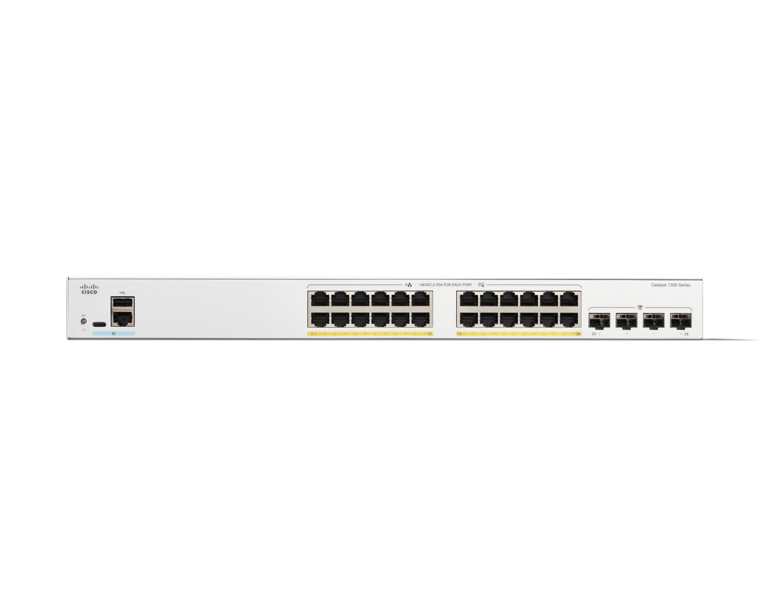 Cisco Commutateur administrable Cisco Catalyst 1300-24FP-4G, 24 Ports GE, PoE complète, Ports SFP 4x1GE, Garantie limitée à Vie (C1300-24FP-4G)