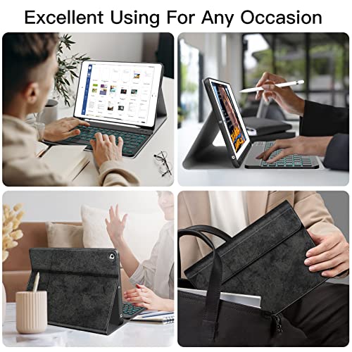 JUQITECH Backlit Keyboard Case for iPad 9th Generation (2021)/8th Gen (2020)/7th Gen(2019) 10.2inch, Smart Tablet Cover Case with Magnetically Detachable Wireless Keyboard for iPad 10.2 Pencil Holder - Image 2