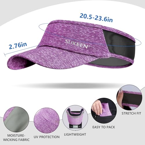 Image of Sukeen Sports Sun Visor Men Women Lightweight Portable Cooling Stretchy Visor Hat for Running, Golf, Daily Wear