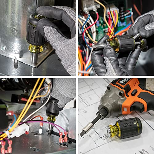 Klein Tools 32308 Multi-Bit Stubby Screwdriver, Impact Rated 8-In-1 Adjustable Magnetic Tool With Phillips, Slotted, Square And Nut Driver #TOP5