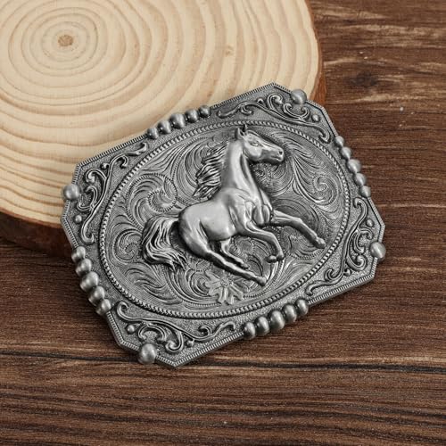 Image of SANSTHS Cowboy Belt Buckle, Western Belt Buckles for Men Women Texas Bull Rodeo Cowgirl Belt Buckle