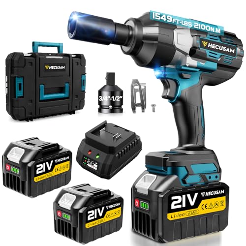 Hecusam 2100 N.M Clé à Chocs Sans Fil Brushless, 3/4