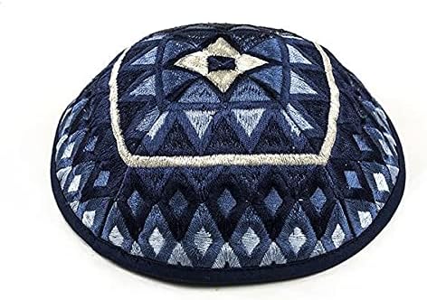Yair Kippah for Men and Women Embroidered Silk Yarmulke Square Textured