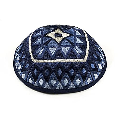 EMANUELEMANUEL Yair Kippah for Men and Women Embroidered Silk Yarmulke Square Textured