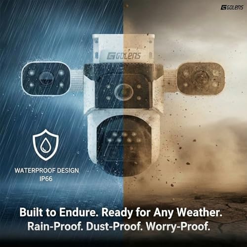 Image of Golens WC22K 4-Lens WiFi Security Camera Outdoor with 270 Panoramic View, HD Video, AI Human Detection & Auto Tracking, Color Night Vision, Two Way Audio, Waterproof CCTV Camera for Home Security