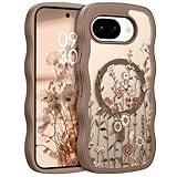 GUAGUA for Google Pixel 10a Case, Magnetic Cases Cute Flower Pattern Wavy Edge Full Camera Protection Anti-Slip Bumper Women Girls Boys Slim Protective Phone Case for Google Pixel 10A 6.3'', Brown