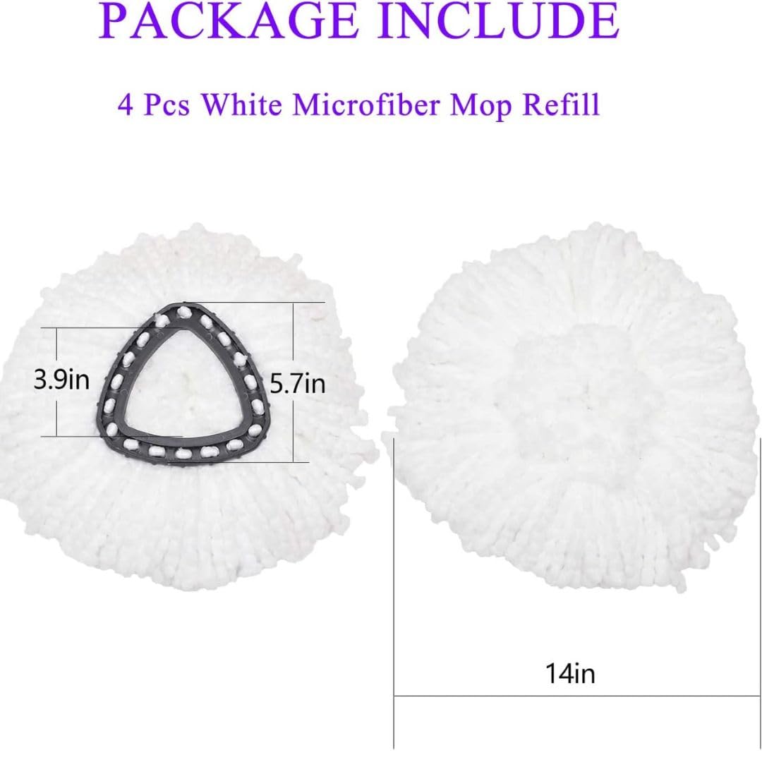 Zalcoon Spin Mop Heads Replacement - Compatible with Vileda Mop, Vileda Mop Heads Replacements, Easy Wring Spin Mop Replace Head for Floor Cleaning, Triangle Shape (2-Pack, White)