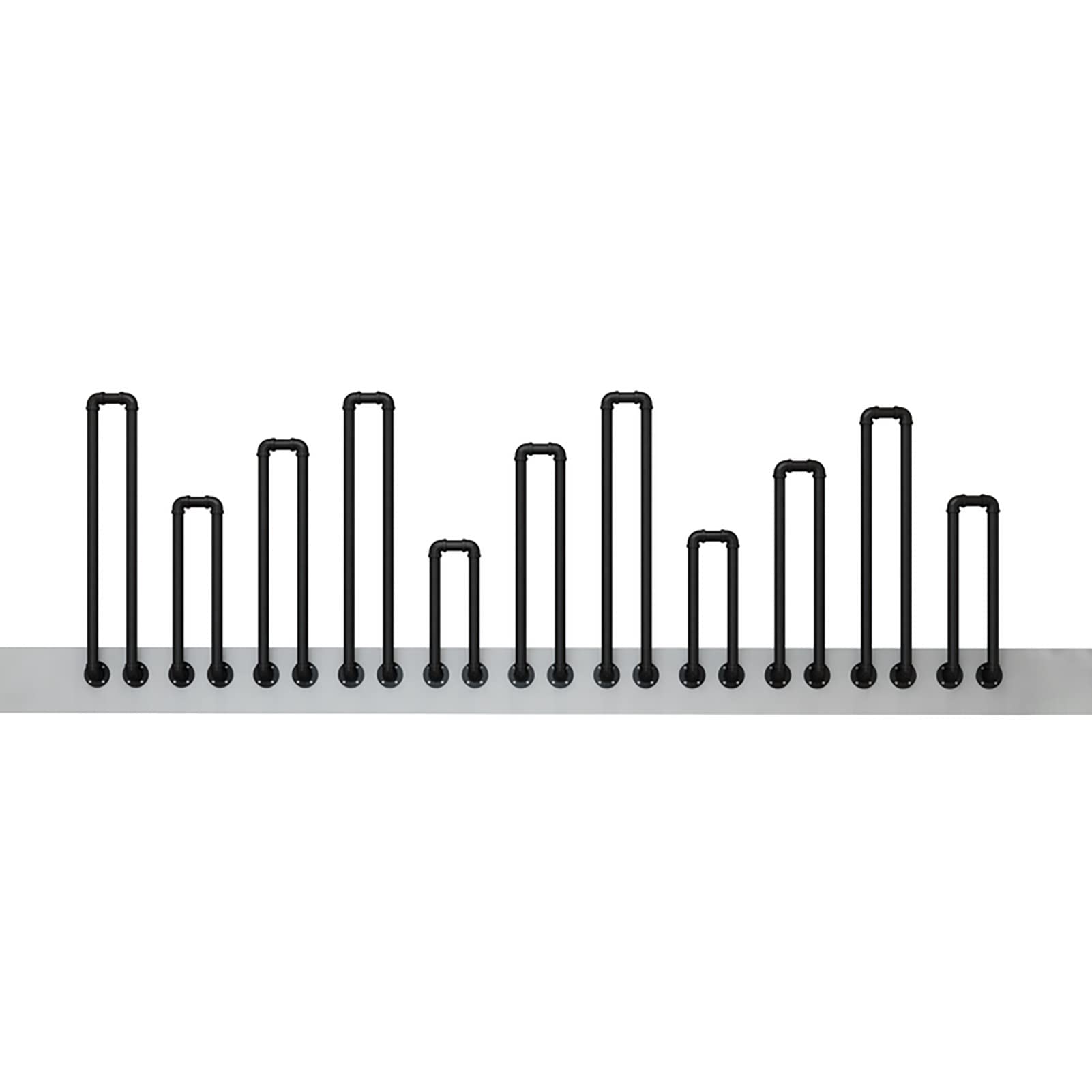 Meiiron Black Stair Handrail, Powder Coating Stair Rail Wrought Iron Galvanized Pipe Transitional Hand Rail Load-Bearing 200Lbs Side Mount Railing With Installation Kit, 1 Step (Size : 85Cm(33.4"))