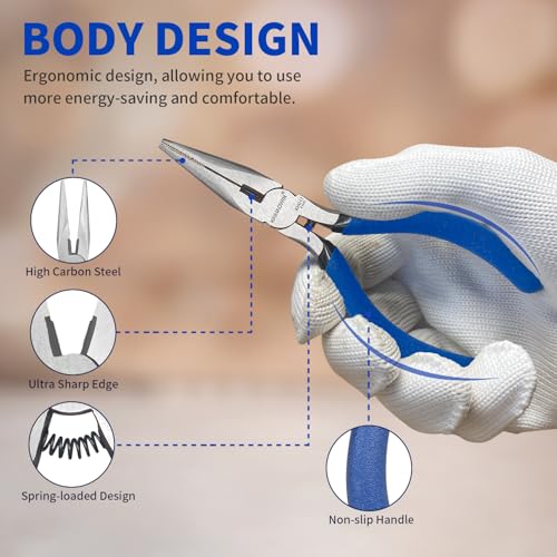 Kaihaowin KH017 Mini Needle Nose Pliers 5"-5 Pack Kaihaowin Small Long Nose Pliers thumb #2