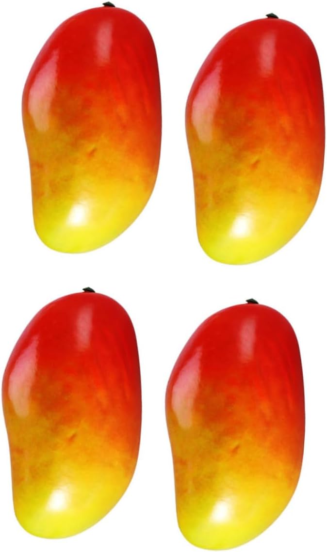 4Pcs Artificial Mango Fruit Model Lifelike Plastic Simulation Faux Fruit Decoration for Wedding Home Party Photography Prop