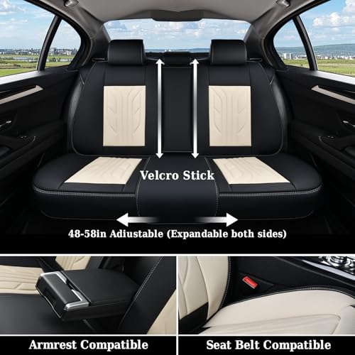 Image of Coverado Front Seat Covers, Car Seat Covers Front Seats, Leather Seat Covers for Cars, Automotive Seat Covers Car Seat Protector Car Accessories Fit for Most Sedans SUV Pick-up Truck(Black&Beige)