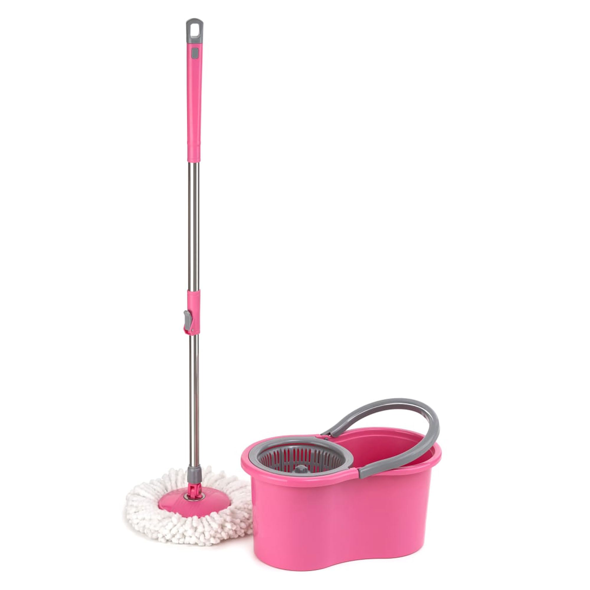 Industries Plastic Bucket Quick Spin Mop with 1 Microfiber Wet Dry Mophead Floor Cleaning pocha Extendable Handle Removable Wringer 360° Floor Cleaner Mopping Set (Pink) (B0D7HWH67V) Amazon Price History, Amazon Price Tracker