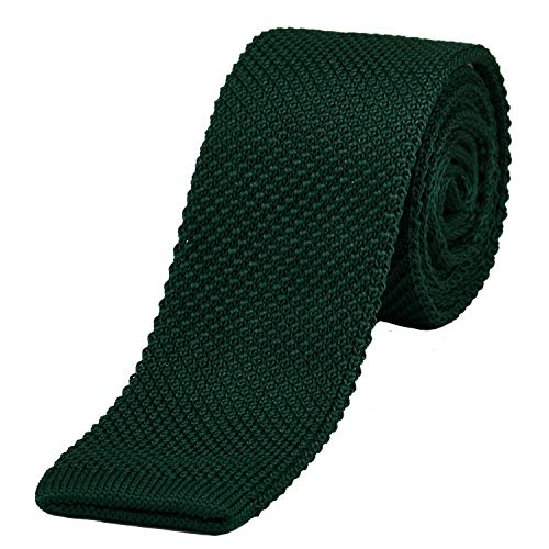 DonDon Cravate en tricot vert foncé 5 cm