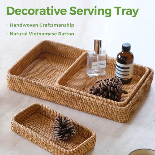 Rattan-Serving-Tray-Set-of-3-Rectangle-Woven-Tray-Wicker-Storage-Basket-Wicker-Baskets-for-Organizing-Natural-Wicker-Decorative-Serving-Baskets-for-Organizing-Tabletop-Bathroom-Kitchen-Counter Rattan Serving Tray Set of 3 Rectangle Woven Tray Wicker Storage Basket Wicker Baskets for Organizing Natural Wicker Decorative Serving Baskets for Organizing Tabletop Bathroom Kitchen Counter