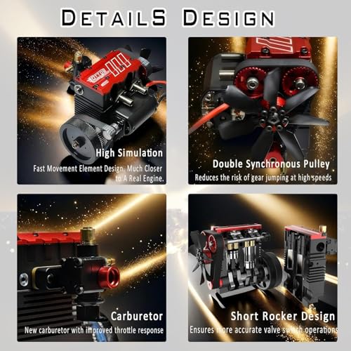Image of Model Engine Kit for Adults - L2 Mini Engine Build Kit That Runs on Gas, Twin Cylinder 4 Stroke Nitro Engine DIY Full Metal Car Engine Model Kit Educational Experiment, TOYAN FS L200AC (KIT)