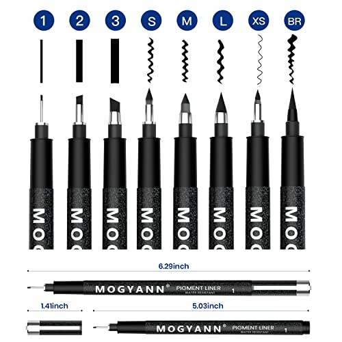 Mogyann MCP8 Art Pens, Black Drawing Pens 8 Size Ink Pens Set thumb #3