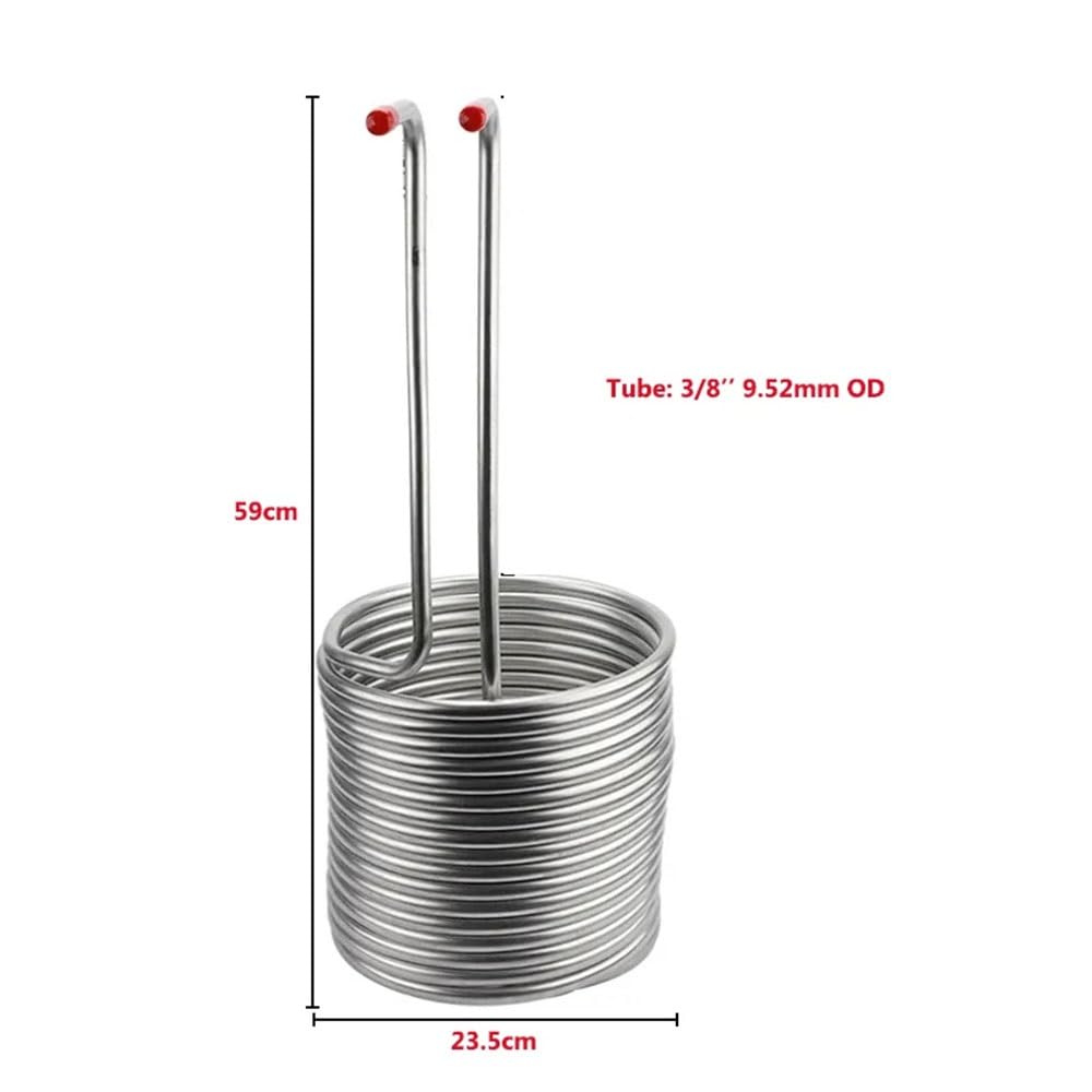 Enfriador, Enfriador de Mosto de inmersión de 15 m y 9,52 mm, serpentín de enfriamiento de Acero Inoxidable for elaboración casera de Cerveza Enfriador de Mosto súper eficiente Plata
