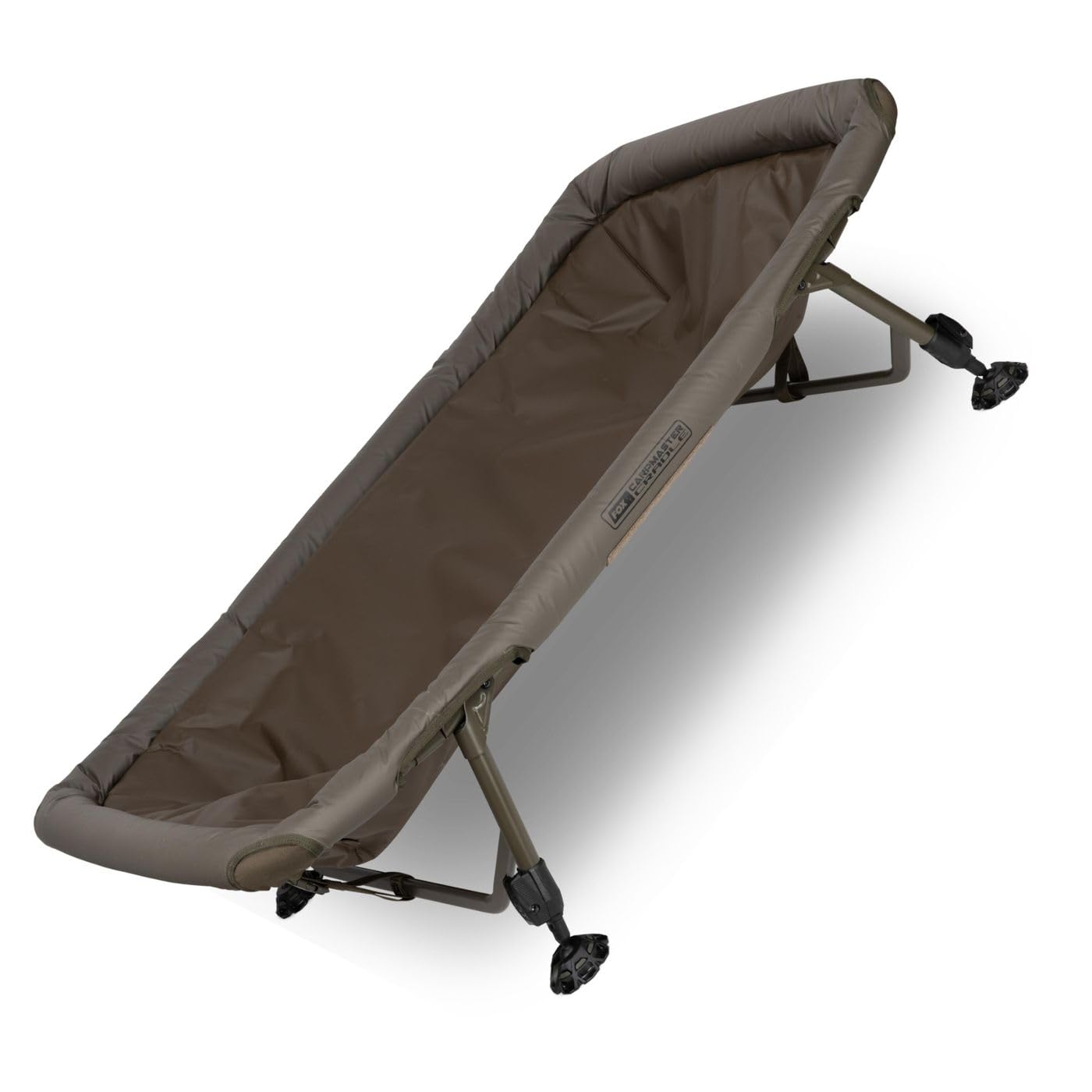 Fox Carpmaster CCC068 Geschweißte Wiege, Karpfenwiege mit gepolstertem Rahmen, unterstützt Fische sicher im Wasser, federbelastete Beine, schwenkbare Schlammfüße, 126 cm x 78 cm, Höhe 30-39 cm