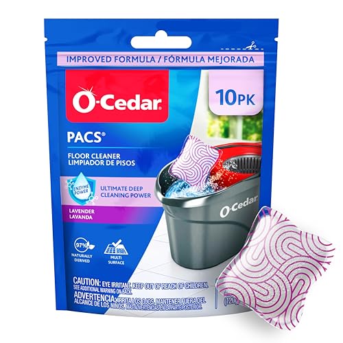O-Cedar PACS Hard Floor Cleaner, Lavender Scent 10 Count (1-Pack) | Made with Naturally-Derived Ingredients | Safe to Use on All Hard Floors | Perfect for Mop Buckets