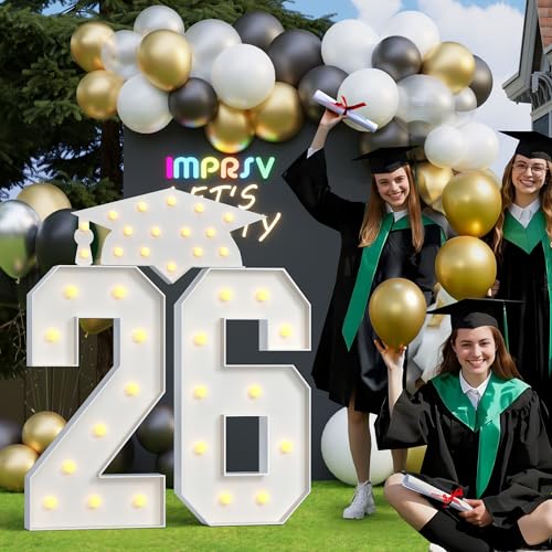 Graduation Decorations Class of 2026 4FT Marquee Numbers 26 for Graduation Decorations 2026 Light Up Numbers for Graduation Kindergarten Preschool High School Party Decor