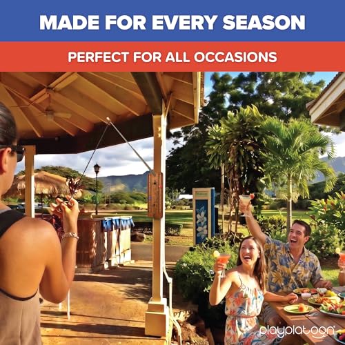 Image of Play Platoon Hook and Ring Toss Bar Game for Adults - Wood Toss Ring Game for Adults - Perfect Home, Basements, & Bar Gifts