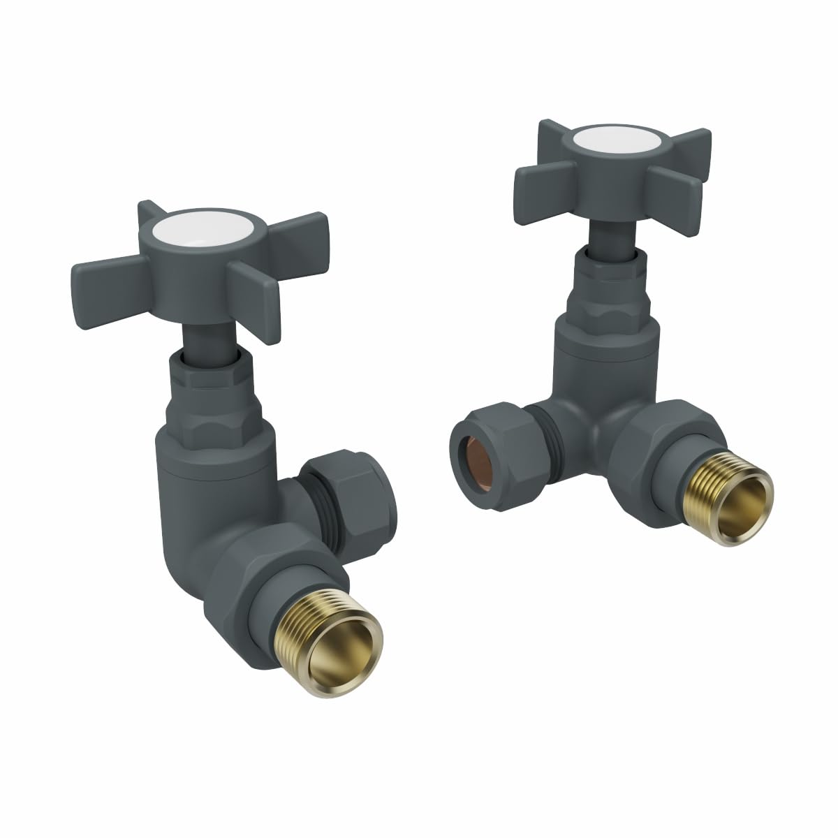 Warmehaus Anthracite Traditional Corner Radiator & Towel Rail Valves Pair 15Mm Corner Radiator Valve