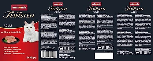 animonda vom Feinsten Katzenfutter nass mit Rind + Kartoffeln (6 x 100g), getreidefreies Katzenfutter nass ohne Zucker, mit frischen, fleischigen Zutaten