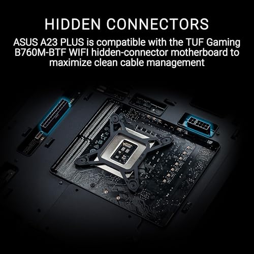 Boîtier ASUS A23 Plus TG ARGB Black microATX (Ventilateurs ARGB préinstallés, Panneau Avant en Maille, Compatible avec Cartes mères avec Ports cachés, radiateurs 360 mm, Cartes Graphiques 380 mm)