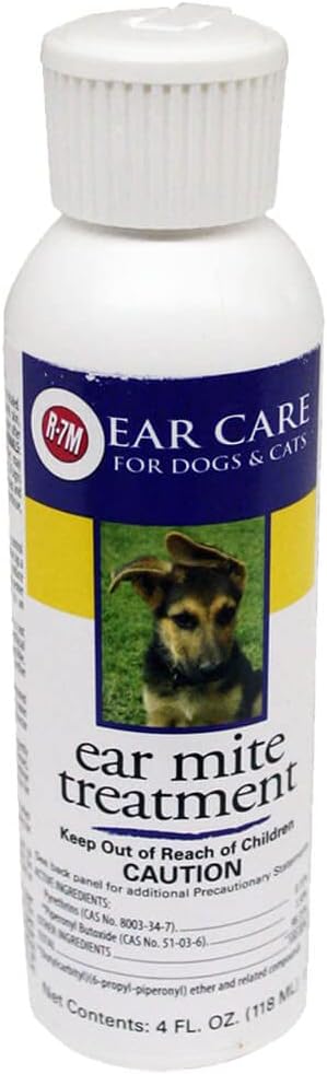 Miracle Care R7 Ear Mite Therapy for Canines, 4 Ounce, Controls Ticks and Mites