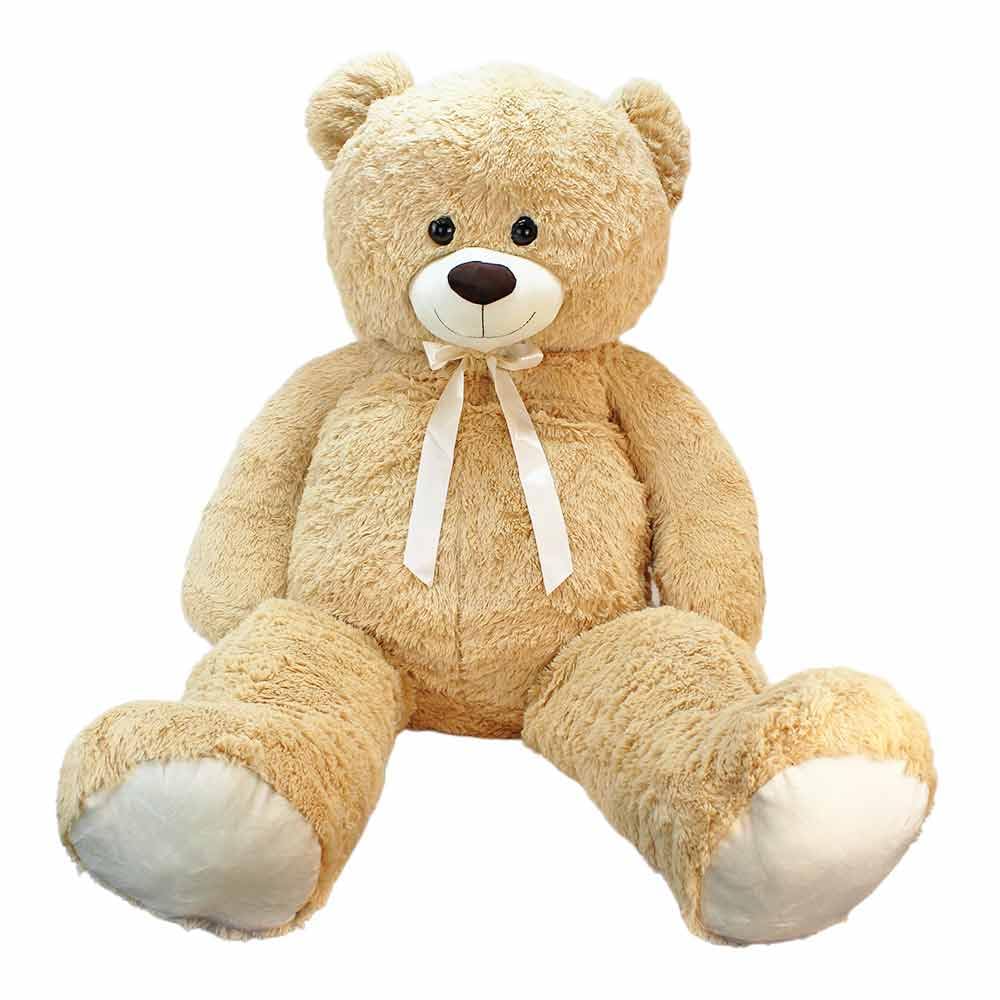 BEMIRO Riesen-Teddybär XXL Plüschtier mit Schleife, 150 cm | Weicher Plüsch, Aufhängeschlaufe, Kunststoffaugen, Zum Kuscheln & Dekorieren, Klassisches Design