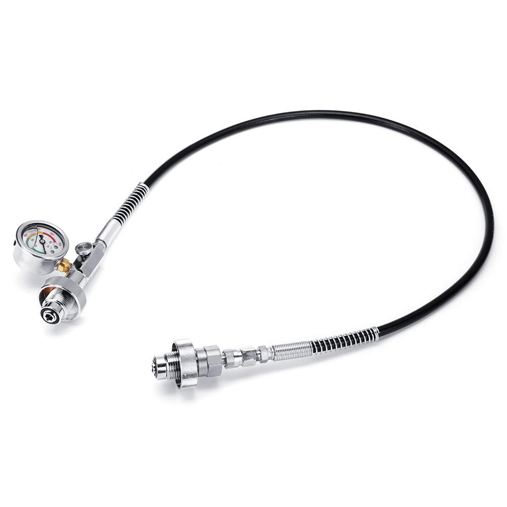 FEVERWORK 91 cm wypełnienie powietrzem ładowanie czarne węże z manometrem DIN 5/8 0~6000 PSI