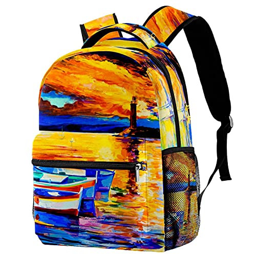 Sac à dos voyage coucher de soleil avec porte-bouteille pour filles et garçons