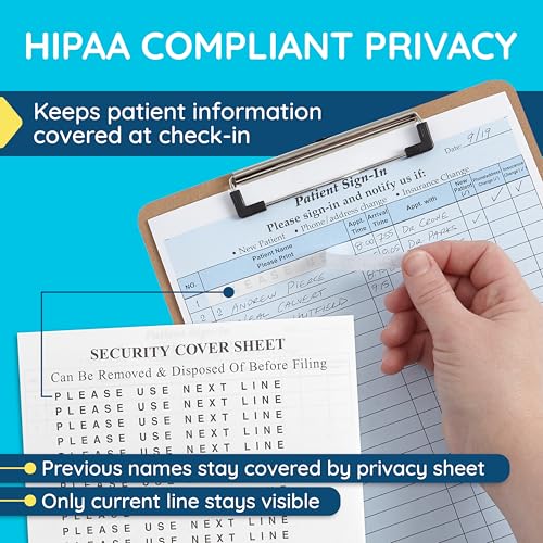 Image of Blue Summit 25 Patient Sign in Sheets HIPAA Compliant Peel Off, Privacy Sign in Sheets for Doctors Office, Carbon Copy 3 Part Forms with Peel Off Adhesive Labels, Blue