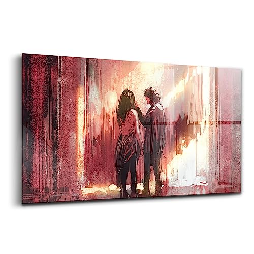Wallart peinture sur verre moderne grand format 140x70cm Wallfluent coloré