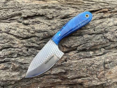 Image of 7 Inch Handmade Farrier Rasp Bull Cutter Knife - Custom Horse File Steel Cowboy Skinner with Premium Leather Pancake Sheath - Heavy Duty Hunting & Ranch Tool