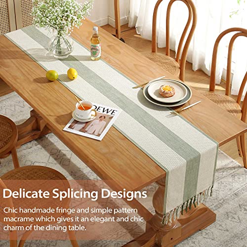 Chemin de table rustique en jute vert pour décoration repas de fête - 3