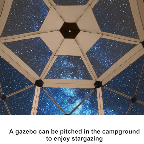 Image of COBIZI 12x12 FT Pop Up Canopy Extendable Tent, Gazebos On Clearance with Removable Roof, Screened in Gazebo with sidewalls, Screen Tents Portable carpas para Patio for Outdoor Camping,Backyard,Khaki