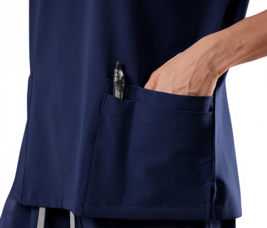 Scrubs for Women Set - 9 Pockets V-Neck Nursing Top & Drawstring Jogger Pants, Stretch Comfortable Medical Uniform - Image 4