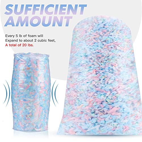 4 Pcs Shredded Memory Foam Filling For Bean Bag Filler Foam Convenient Couch Cushion Filling Pillow Stuffing Foam For Dog Bed Chair Crafts, 5Lb Per Pack (Pink,Blue,Green,White) #TOP1
