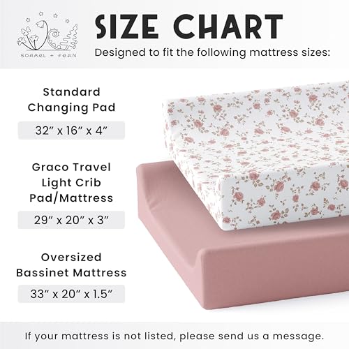 Image of Sorrel + Fern Baby Changing Pad Cover 2-Pack for Girls (Juliette) - Premium Fitted Sheets Baby Diaper Changing Table Cover - Buttery Soft Cotton Blend