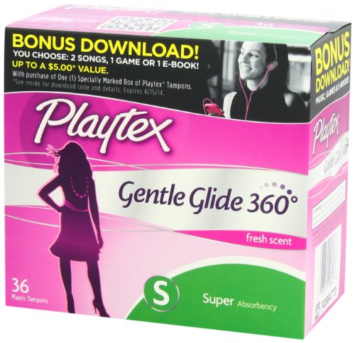 Image of Playtex Gentle Glide Tampons with Triple Layer Protection, Super, Lightly Scent - 36 Count (Pack of 2), Scented