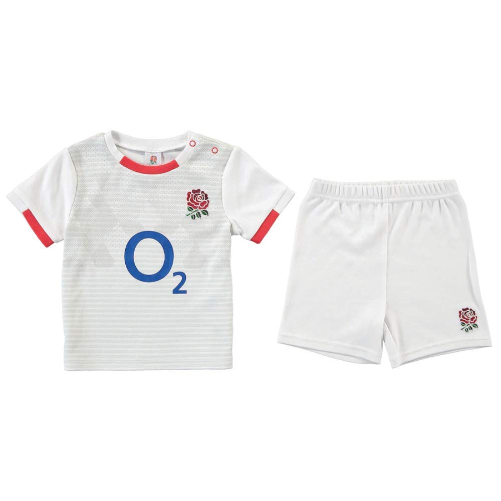 Brecrest White England Rugby Baby Toddler T-Shirt & Shorts Set - 2020/21 Kit Design (6-9 Months)