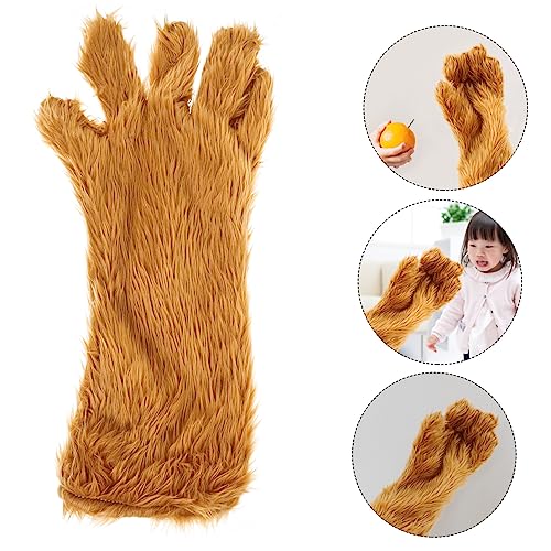 Beaupretty Creative Brown Plush Bear Palm Glove Warm Cosplay Photo Prop for Party Decoration and Masquerade Stage Performance4