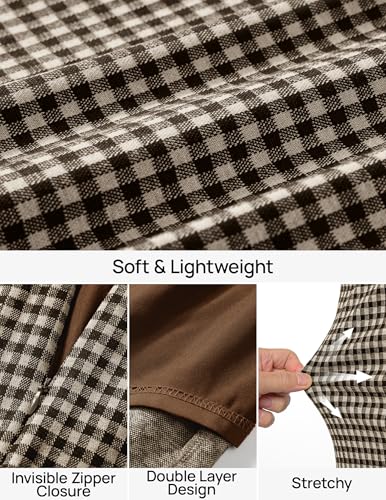 image for ZESICA Plaid Mini Skirt for Women 2026 Fall Winter High Waist A Line B