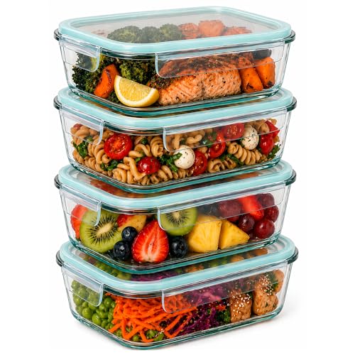edihome, Boîte Alimentaire Hermétique en Verre, 8, 14 ou 18 pièces, pour aliments hermétiques,...